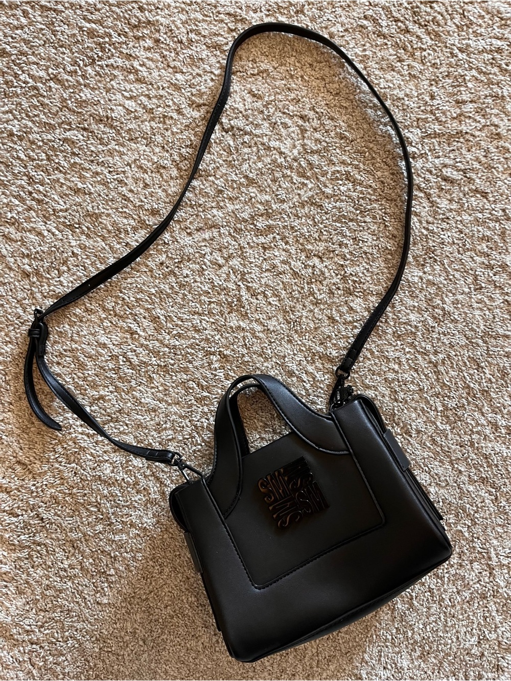 Steve Madden Black Leather Crossbody Satchel